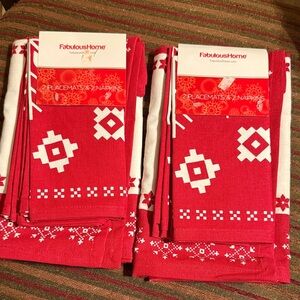 NWT Fabulous Home Red & White Placemats & Napkins 2 Sets